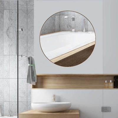 China Modern Decorative Stainless Steel Modern Frame Round Bathroom Custom Makeup Cosmetic Mirror for sale