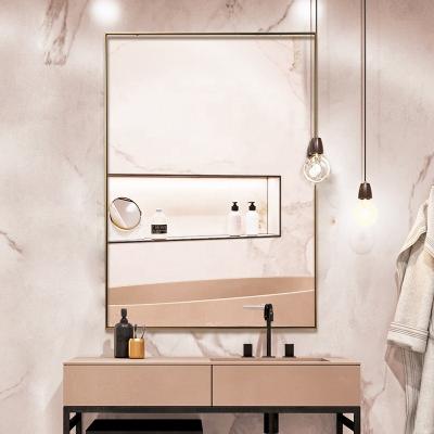 China Large Modern Stainless Steel Frame Gold Ornate Vanity Mirror for sale