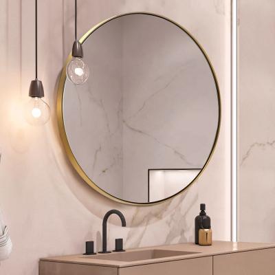 China Modern Home Large Frame Rose Gold Wall Steel Round Wall Decor Living Room Wall Mirror for sale