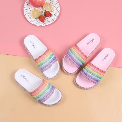 China Custom Candy Color Slippers Fashion Trend 2021 Casual Thick Bottom PVC Slides Stylish Slippers for sale