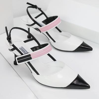 China Fashion trend summer sandals heels acute fashion colorimetric women heels sandals 2021 for sale