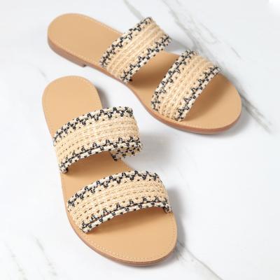 China All-match new fashion ladies fashion summer trend flat slippers flat outdoor ladies fashion slippers sandals for sale