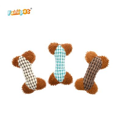 China Unique Interactive Creative Plush Toy With Squeaky Dog Toys Two Color Dog Bone Pet Viable New Products for sale