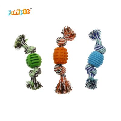 China Sustainable Rope By Ball Dog Toy Best Selling TPR Braided Elasticity Dog Rope Toy for sale