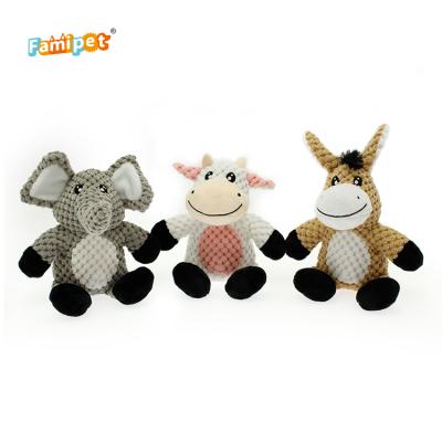 China Liveable Cow Donkey And Elephant Plush Hard Hot Dog Toy For Dogs With Squeakers for sale