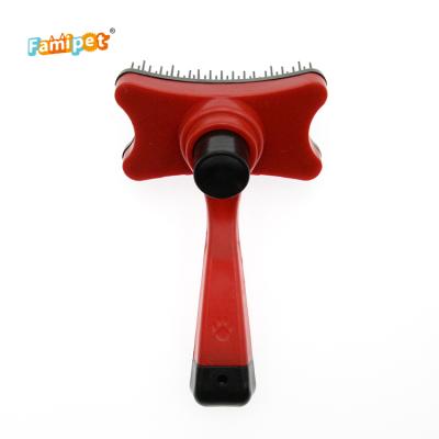 China Sustainable Cat Long Pin Self Cleaning Pet Grooming Tool Dog Slicker Soft Hair Brush for sale