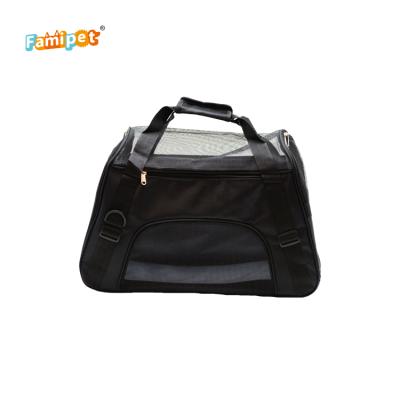 China Durable Black Polyester Pet Carrier With Zipper Soft Fold High Quality Washable Pet Carrier for sale