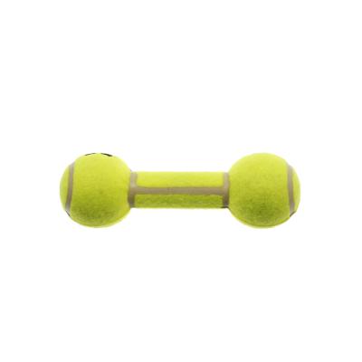 China Latest Design Sustainable Innovations Bounce Dog Toy High Quality Teeth Exercise Barbell Dog Tennis Ball for sale