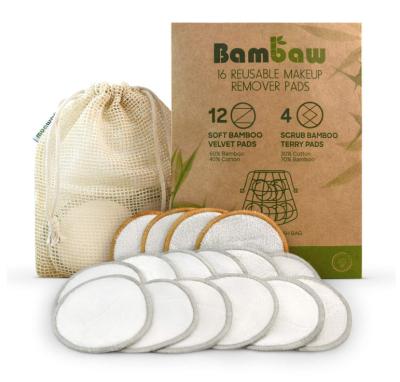 China Reusable Eco - Friendly Zero Waste Bamboo Print Makeup Remover Pads for sale