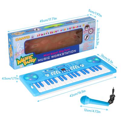 China Toy Electronial Musical Instrument 37 Battery Operated Piano Keyboard with Microphone Smart Toys Educational Piano for Children for sale