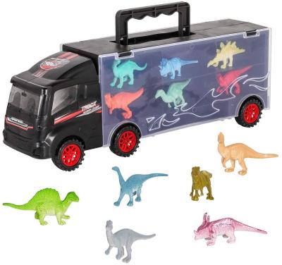 China 12 Pcs Mini Dinosaurs Wholesale Price Window Box Truck With Intelligent 12 Mini Dinosaurs Toy Car Price Education Toy For Kid for sale