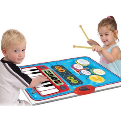 China Play Piano and Drumming Set of 2 in 1 Electronic Musical Floor Keyboard Piano Kids Early Smart Drum Organ Playmat Educational Musical Mat Toys for sale