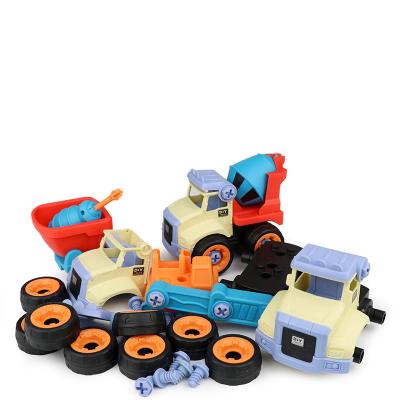 China DIY Pretend Play Wholesale Funny ABS Pull Back Model Engineering Construction Friction Container Vehicle Mini Truck Kids Car Toys for sale