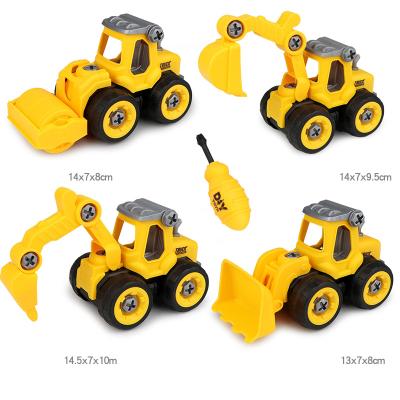 China DIY Pretend Play Mini Excavator Construction Dump Vehicle Durable Friction Inertia Powered Sliding Engineering Mini Diy Toy Car for sale