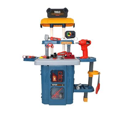 China DIY Pretend Play Set 46pcs 3 in 1 Trolley Case Tool Table Play Set House Tools Jugetes Kid Movable Chainsaw Toy For 9 Years Old Boy Toy for sale