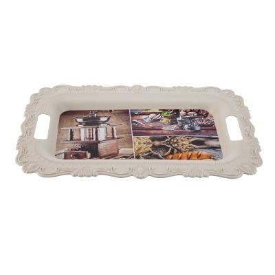 China Hotel Restaurant Home Cafe Easy To Hold Cheap Home Rectangle Plastic Serving Tray for sale