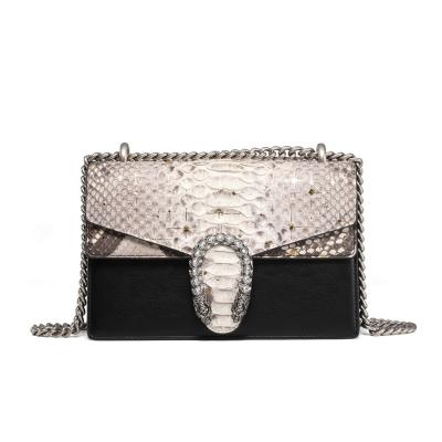 China INS 2022 portable fashion genuine python clutch ladies bag snake leather bags women handbag for sale