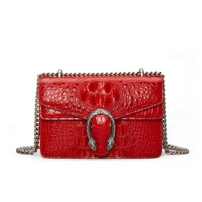 China Cheapest High Quality Portable Wholesale Elegance Stylish Bag Crocodile Embossed Leather Women Bag Red Handbags for sale