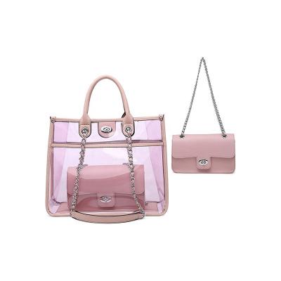 China Portable Fashion Cheap Price Lady Handbag Women Bag Sets PU Handbags 2 Pcs In 1 Set for sale