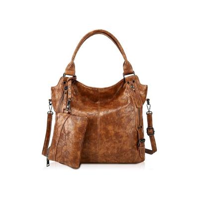 China Portable 2 in 1 High Quality PU Leather Handbag Ladies Top Zipper Bag Shoulder Bag Handbag for Women for sale