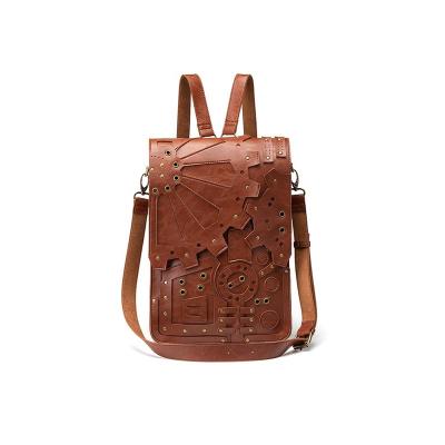 China Portable Hot Sale Retro Fashion Hip Hop Style Wheel Gear Decoration Backpack for Young Boys Girls 2 in 1 Steampunk Shoulder Bag Backpack for sale