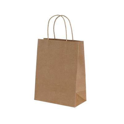 China Low MOQ Recycled Paper Kraft Materials Brown And White Bag With Twist Handle for sale