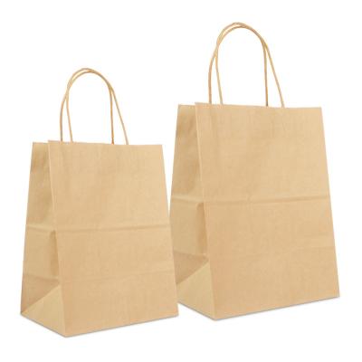 China Wholesale Disposable Cheap Brown Kraft Paper Bag With Twisted Handle Custom Logo Printed for sale