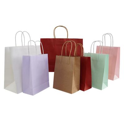 China High Quality Recyclable Whole Sale Kraft Paper Bag With Handle For Party Colorful Paper Bags With Logo Print for sale