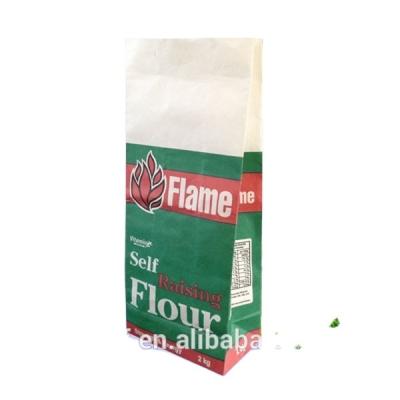 China Biodegradable Biodegradable Paperr Sack Square Bottom Packaging 2kg Wheat Paper Bags For Flour Packaging for sale