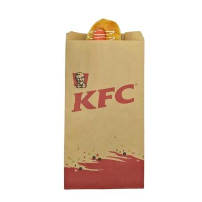 China Recycled Materials Custom Printed Paper Bag KFC Food Packaging Bag Brown Kraft Paper Bags for sale