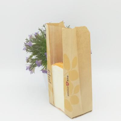 China Moisture Proof Custom Printed Food Packaging Bread Kraft Paper Bags With Window for sale