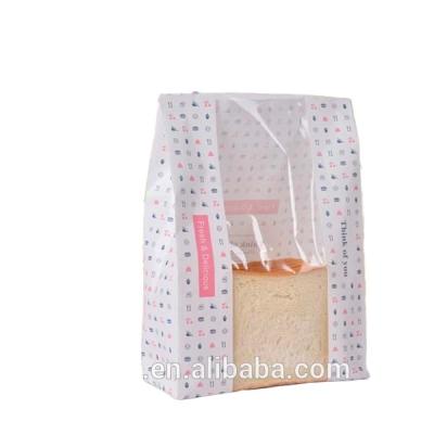 China Food Grade Recyclable Bread Packaging Paper Bags Flexo Printing With Clear Window for sale