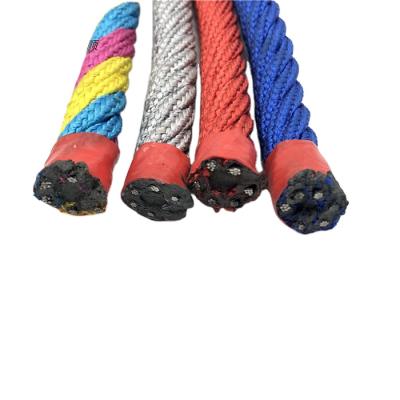 China Outdoor Climbing Rope Net Playground For Kids 16mm Combination Rope With Steel Wire Combination Playground Rope for sale