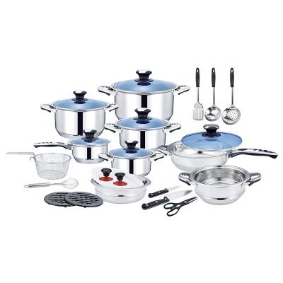 China Stocked Different Piece Stick Cookware Non Set Wholesale 25pcs 30pcs Stainless Steel Pot for sale