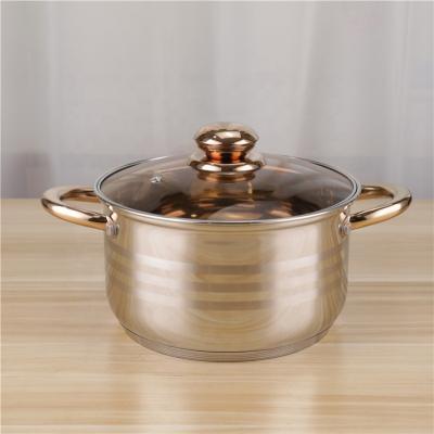 China Stocked America Gold Coating Individual Casserole Cooking Pot 20cm Soup Pot 24cm Cookware for sale