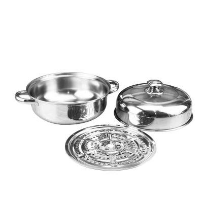 China Stocked 410 Stainless Steel Soup Pot Steamer Pot Set Non Stick Cookware Kitchenware Tableware for sale