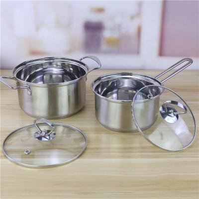 China Stocked 18/20/26 Cm Quality Cookware Set 201 Stainless Steel Cooking Pot Cookware for sale