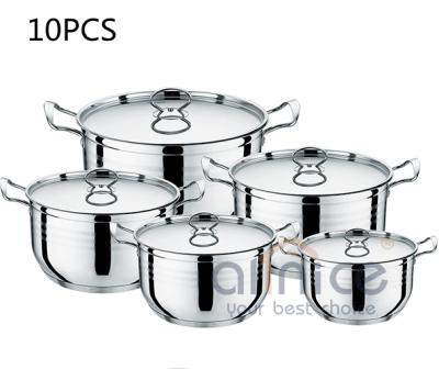 China High Quality Stocked Soup Cooking Pot Set Canteens Cookware Set 10pcs Kitchen Ware Pot for sale