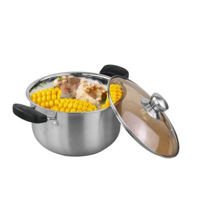 China Competitive Price Stocked Bakelite Handle 201 Stainless Casserole Soup Cooking Pot for sale