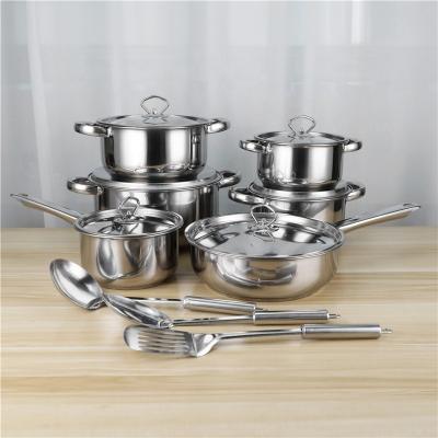 China Cookware Stocked Restaurants Stainless Steel 410 Ware 15pcs Set For Kitchen Baking for sale