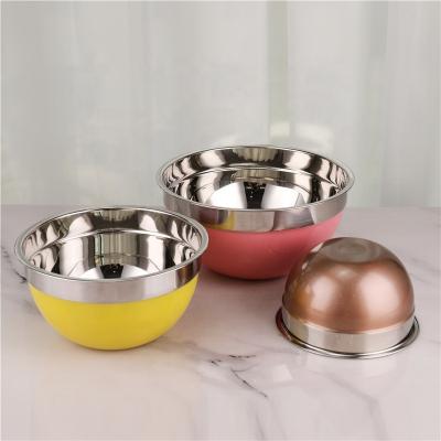 China Home Stocked House Stainless Steel Color 201 3pcs Mixing Bowl Set With Lid for sale