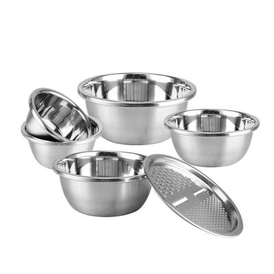 China 6pcs Multifunctional Stocked Colander Bowl Set Stainless Steel Basket Strainer Salad Bowl for sale