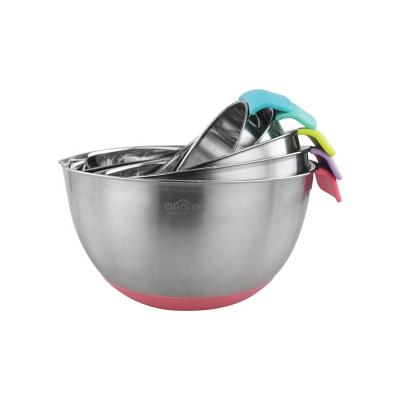 China Stocked Dinnerware Set Stainless Steel Silicone Mixing Salad Bowl With Handle for sale