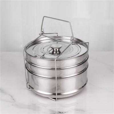 China 20cm Stocked 3 Layers Stainless Steel Steamer Basket Dumpling Vegetable Steamer Pot for sale