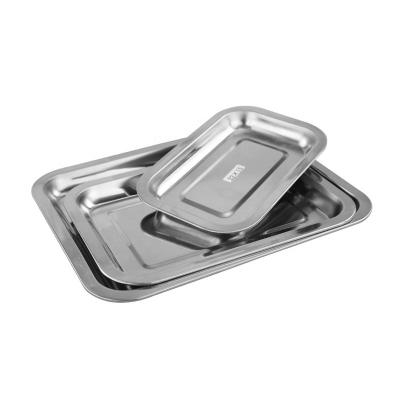 China SS410 Rectangle Metal Dinner Tray Food Serving Dish For Kitchen for sale