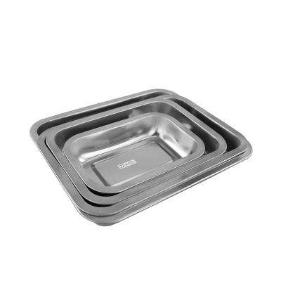 China SS410 Hotel Restaurant Use Rectangle Stainless Steel Tray Kitchenware Metal Daily GN Casserole for sale