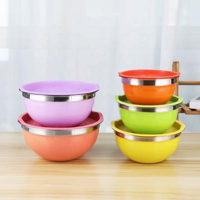 China Stocked Kitchenware 5pcs Stainless Steel Mixing Bowl Set With Lid for sale