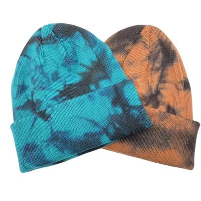 China 2022 Hot Sales Colorful LogoTie Custom Fashion Dyed Winter Beanie Hats For Cold Weather Toques Beanies for sale