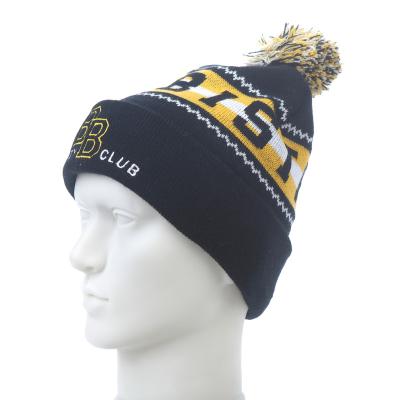 China Custom JOINT Winter Jacquard Logo Embroidery Logo Toque Knit Beanie Hat For Unisex for sale