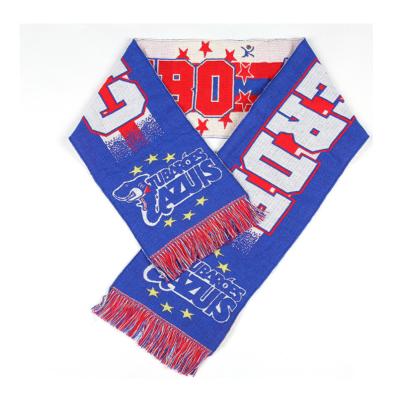 China Custom Acrylic Sport Soccer Fans Club 100% Custom Jacquard Knitted Cheering Scarf for sale